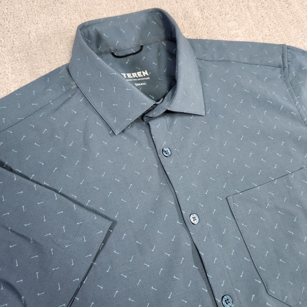 Teren Shirt Men Small Daily Driver AOP Geometric Bamboo Blend Quick Dry Golf